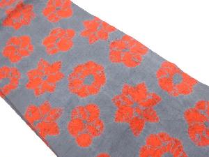 手織り紬絞り花々模様名古屋帯